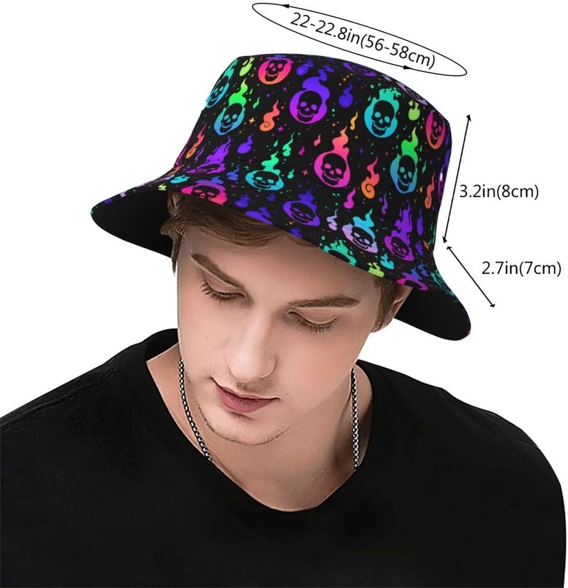 YYFD Halloween Bucket Hat for Women Men Watercolor Gothic Skull Hat Holiday Party Cap Outdoor Travel Sun Caps - Image 3